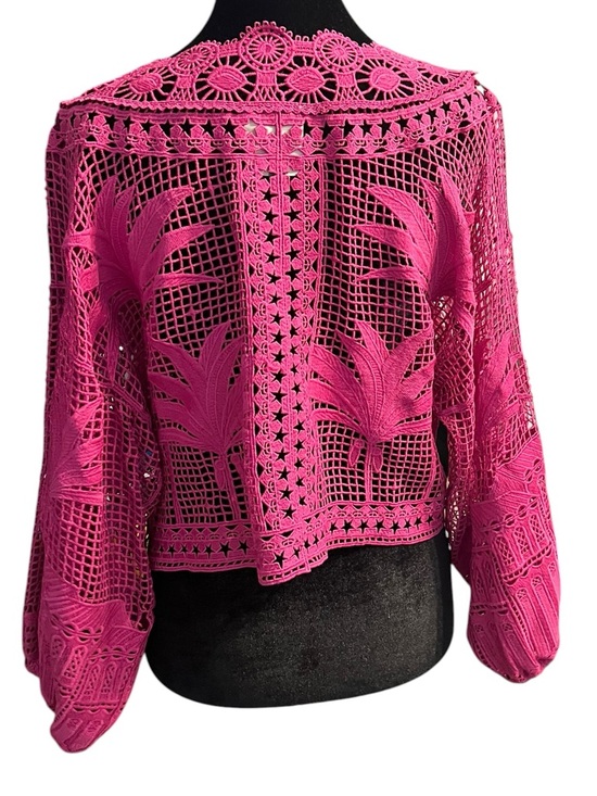 FARM Rio Pink Alucina Luz Guipire Crop Top M - Picture 4 of 11